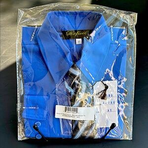 RAFAEL Cobalt Blue Men's Dress Shirt With Stripped Tie 3T Boys